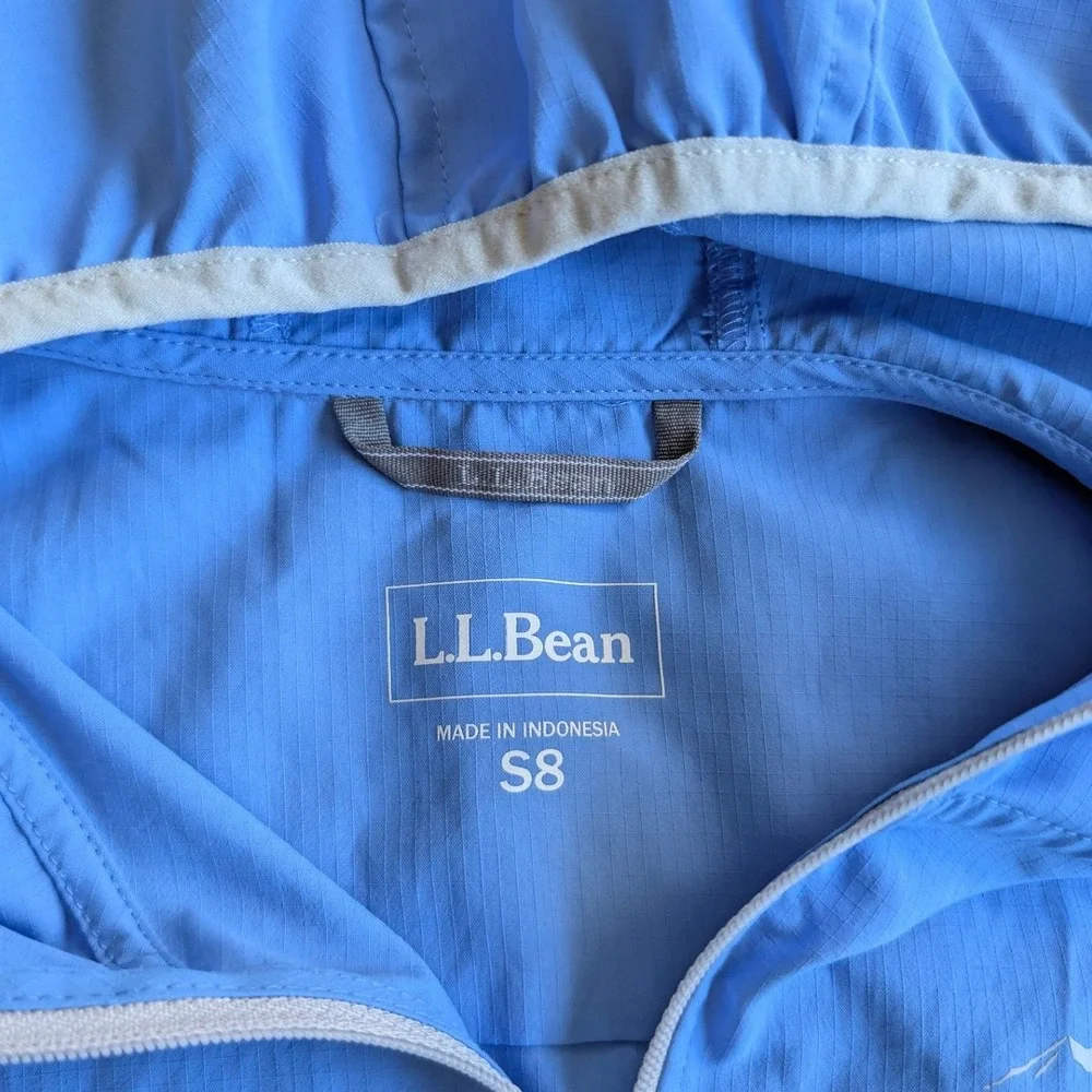 LL Bean Kids Blue Ripstop Hooded Windbreaker Jacket Size S‎ 8